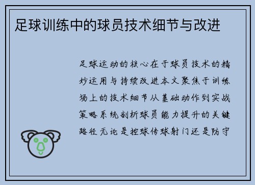 足球训练中的球员技术细节与改进